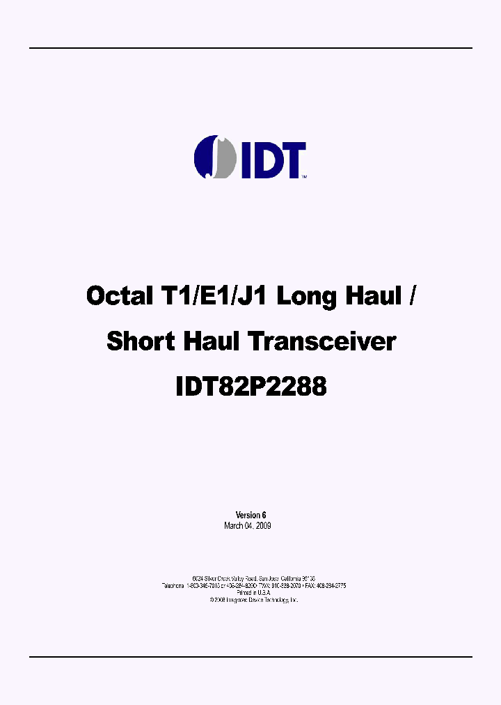 IDT82P2288BBBLANK_3404653.PDF Datasheet