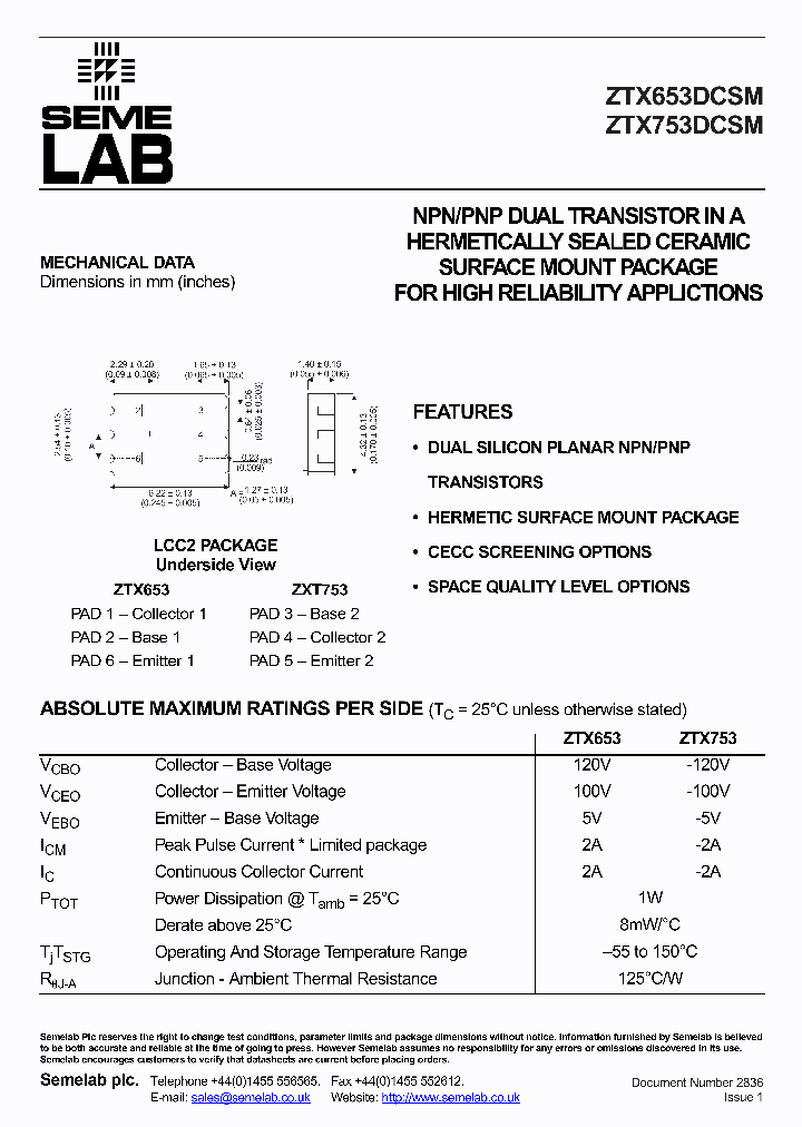 ZTX653DCSM_3405434.PDF Datasheet
