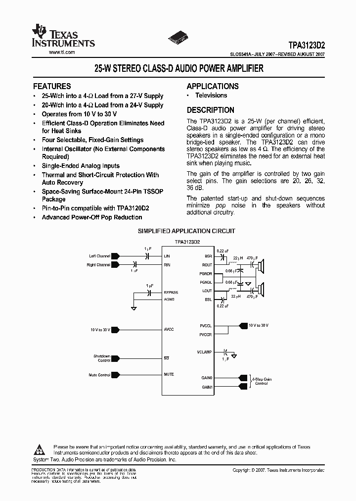 TPA3123D2_3407599.PDF Datasheet