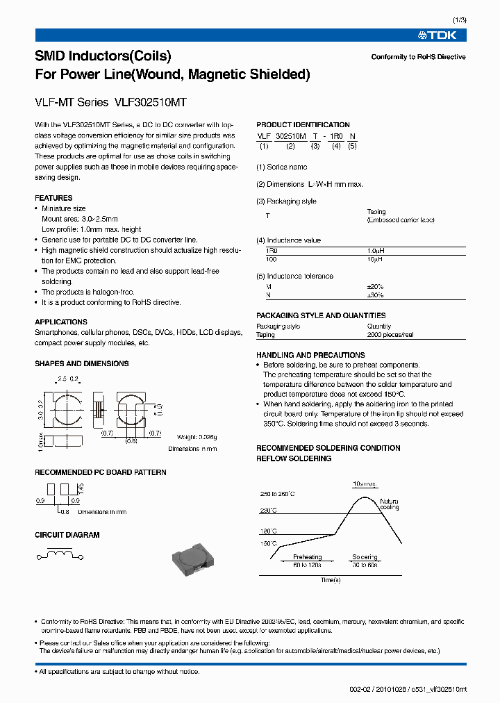 VLF302510MT-100M_3410443.PDF Datasheet