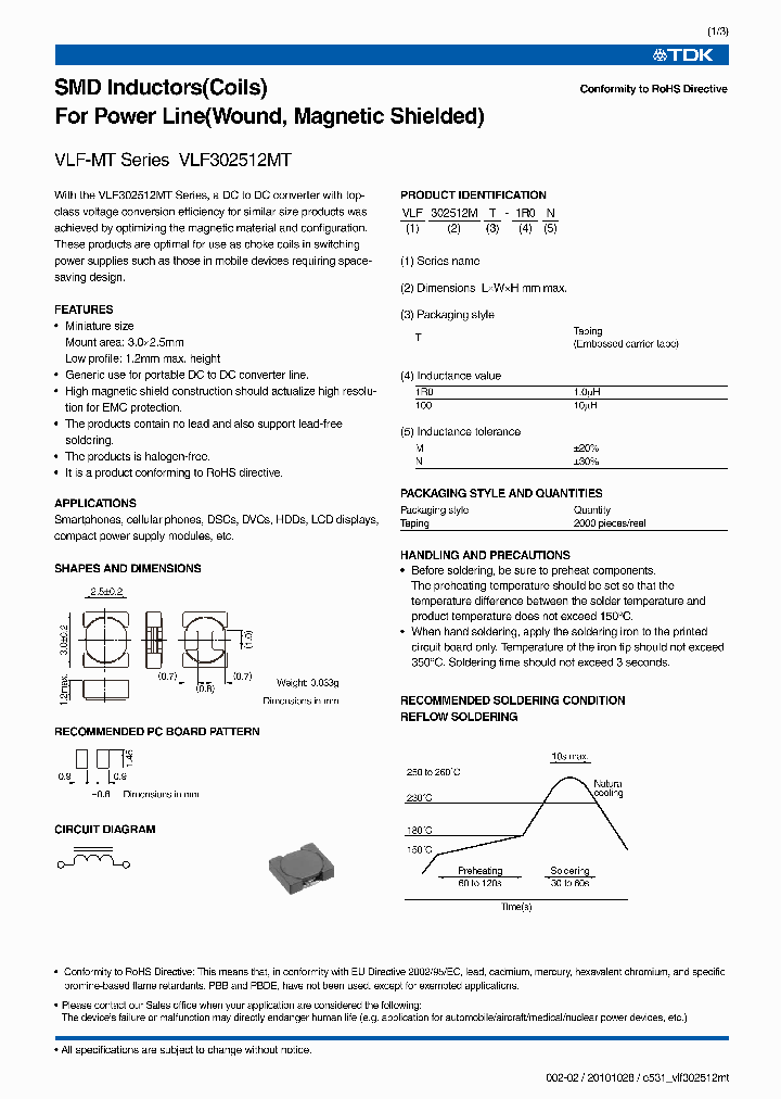 VLF302512MT-100M_3410444.PDF Datasheet