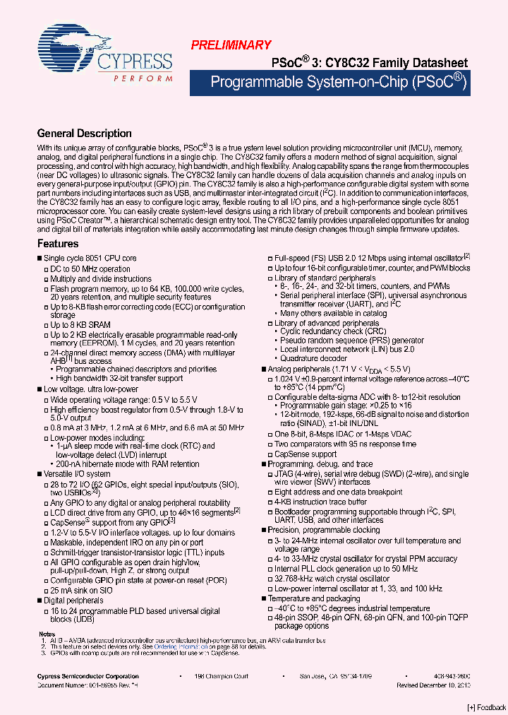 CY8C32_3413404.PDF Datasheet
