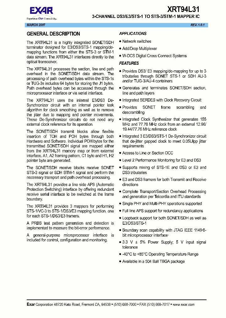 XRT94L3107_3413769.PDF Datasheet