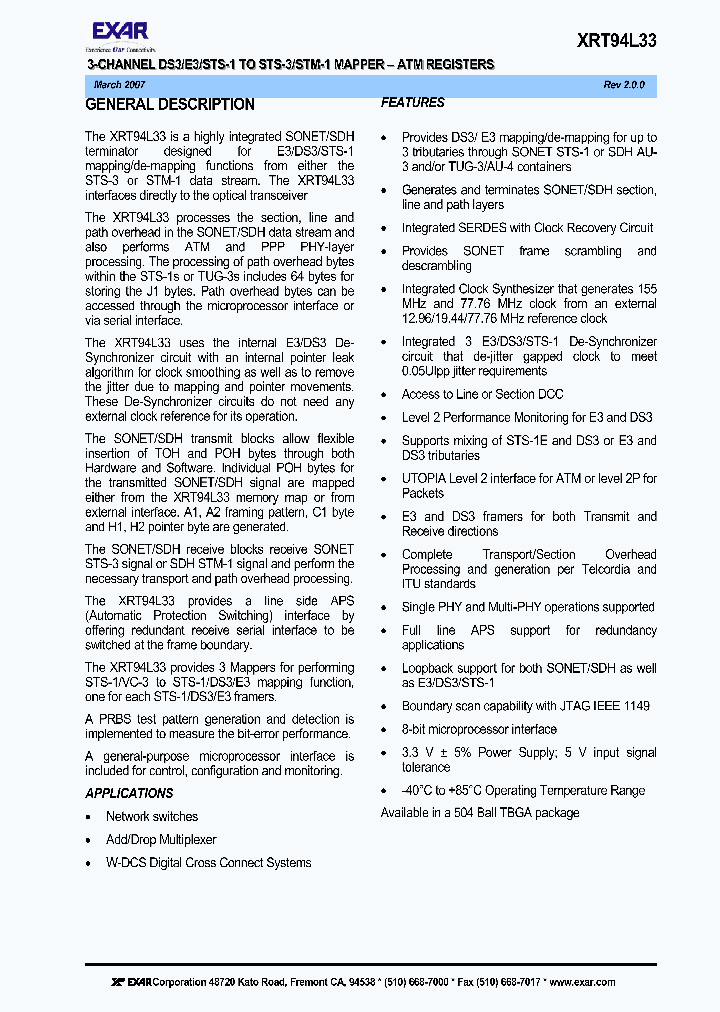 XRT94L3307_3413783.PDF Datasheet