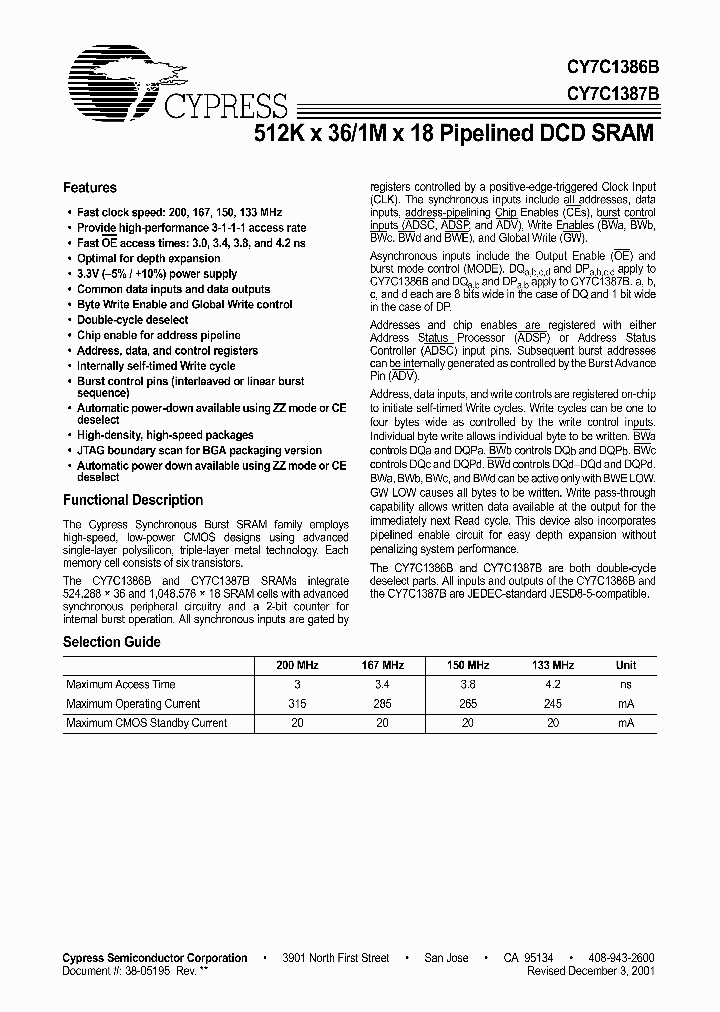 CY7C1387B-150BZC_3414640.PDF Datasheet