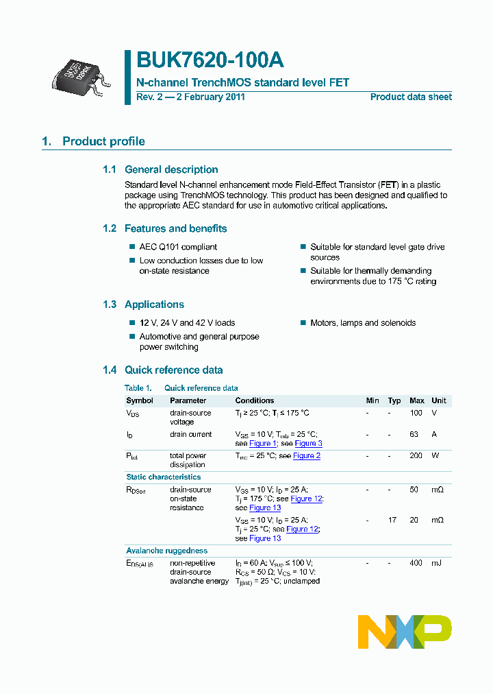 BUK7620-100A_3418640.PDF Datasheet