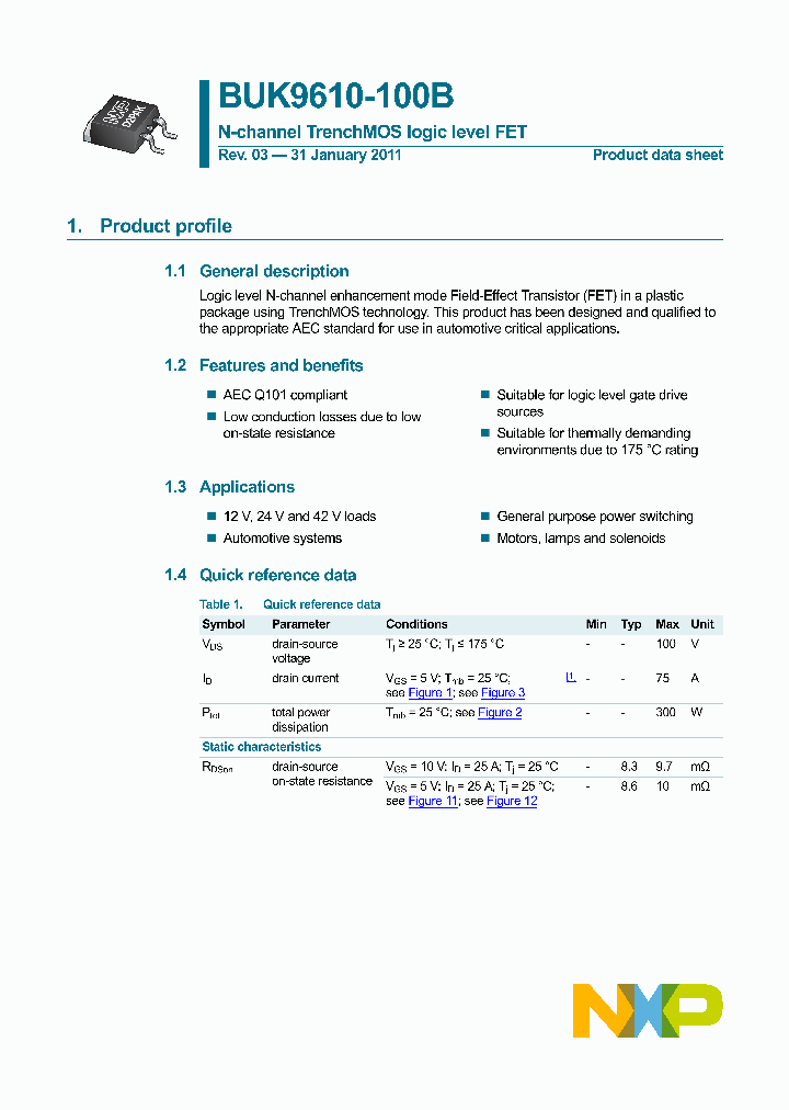 BUK9610-100B_3417866.PDF Datasheet