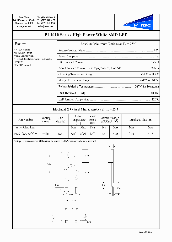 PL1010SN-WCCW_3420363.PDF Datasheet