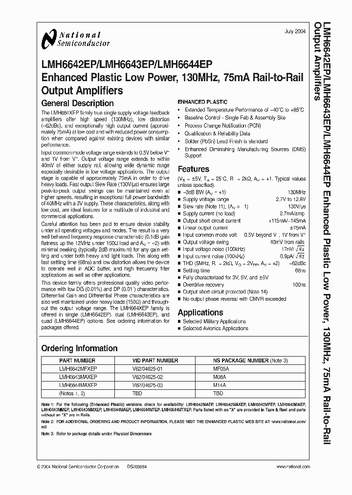 LMH6644MAXEP_3461667.PDF Datasheet