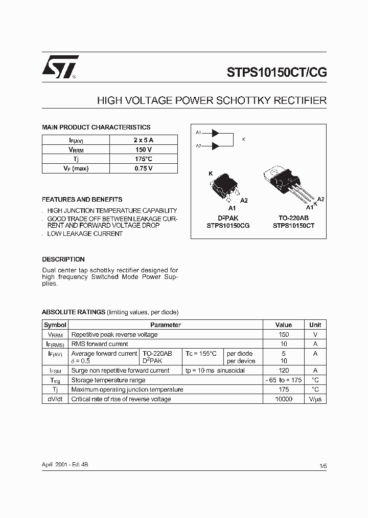 STPS10150CG_3498844.PDF Datasheet