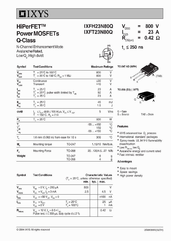 IXFH23N80Q_3499566.PDF Datasheet