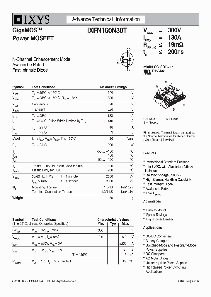 IXFN160N30T_3499604.PDF Datasheet
