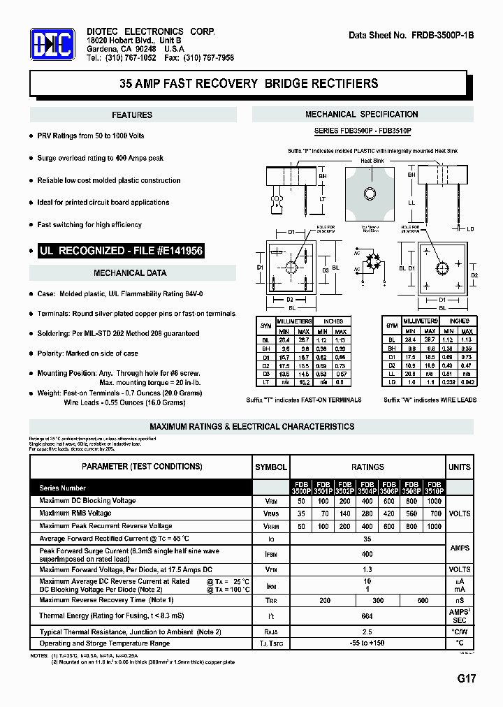 FDB3508P_3499000.PDF Datasheet