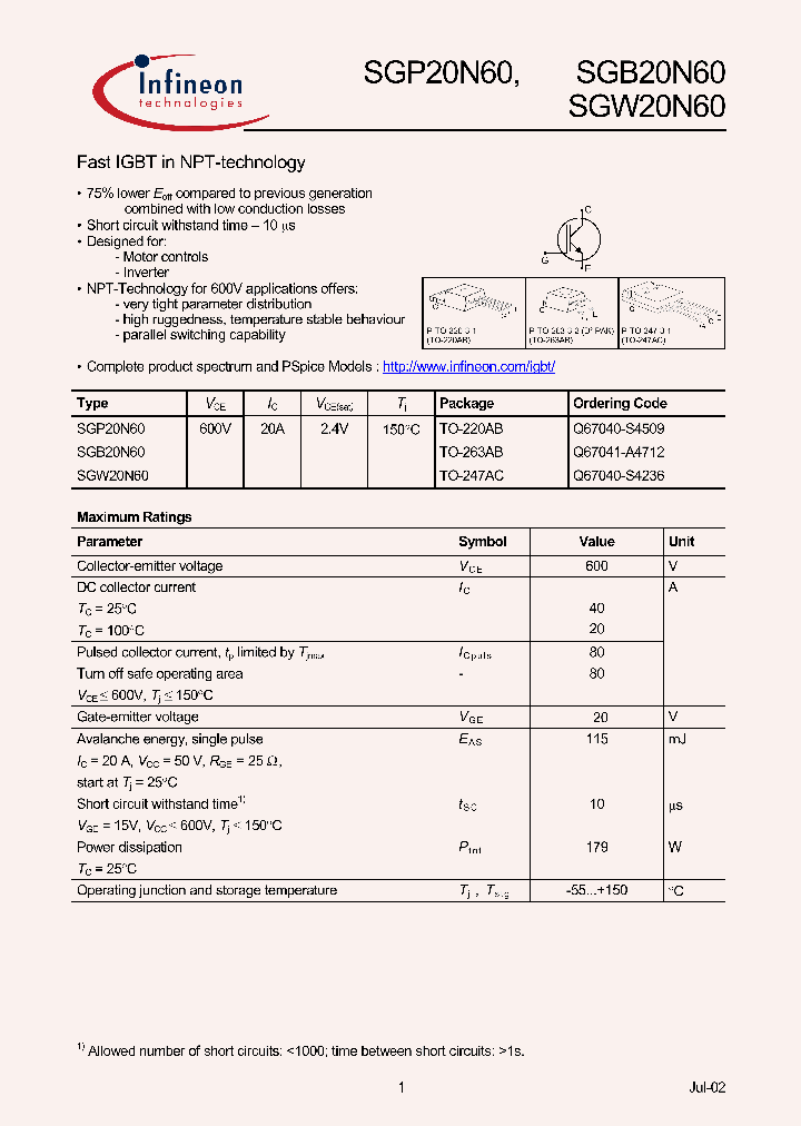 SGW20N60_3524292.PDF Datasheet