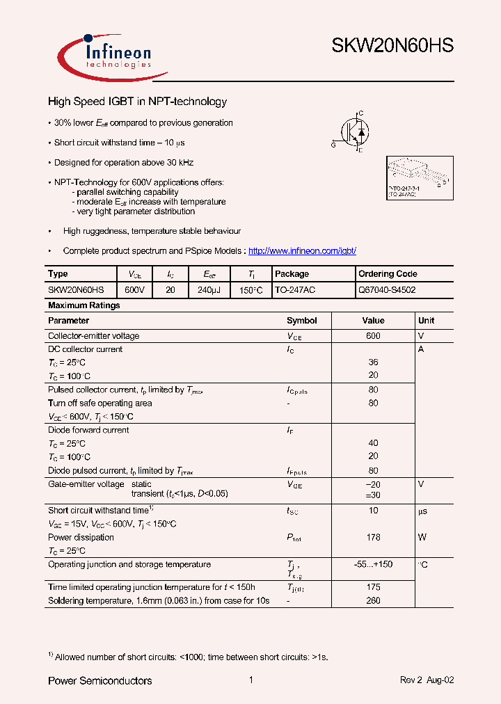 SKW20N60HS_3524294.PDF Datasheet