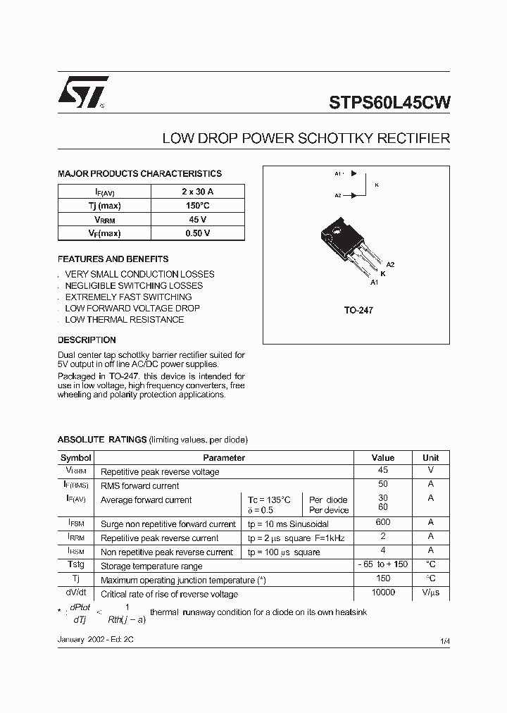STPS60L45CW_3535534.PDF Datasheet