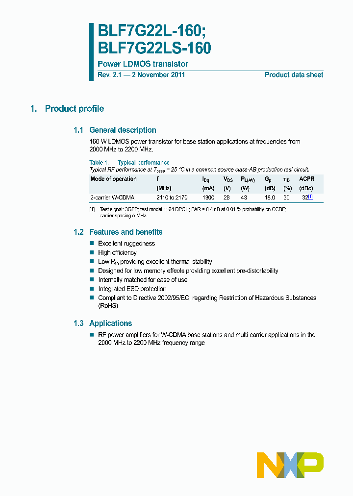 BLF7G22L-160_3543048.PDF Datasheet