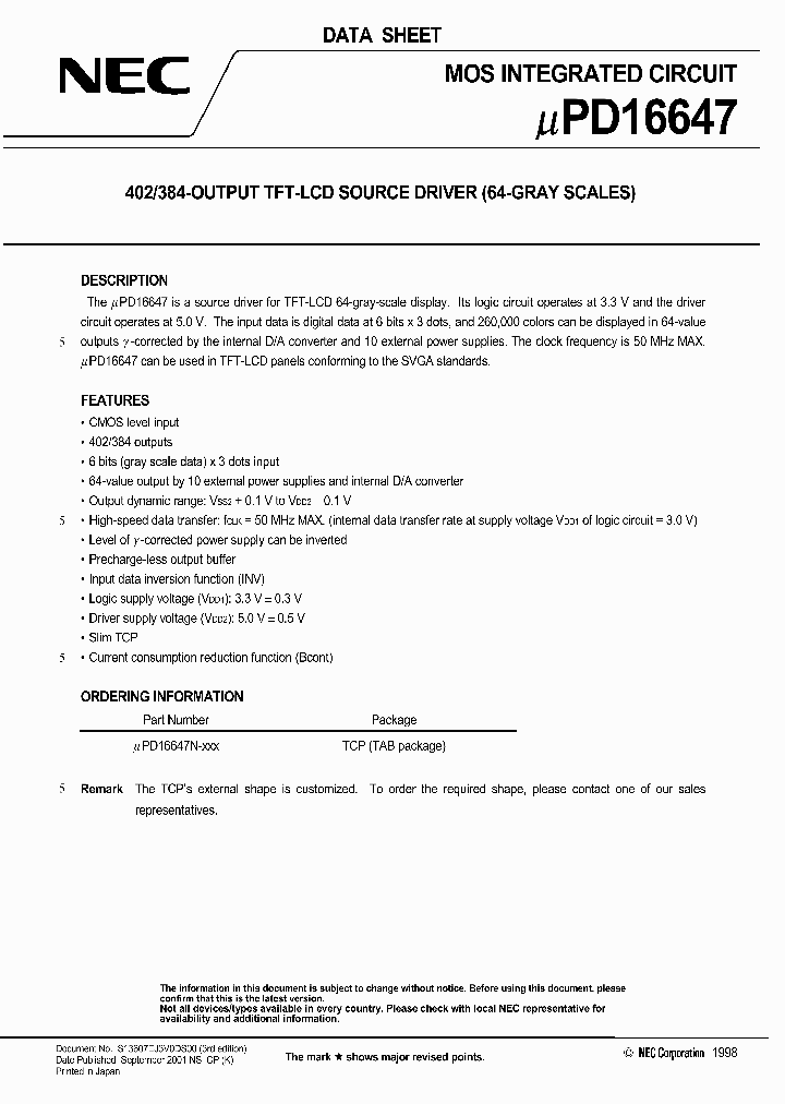 UPD16647N-XXX_3555924.PDF Datasheet