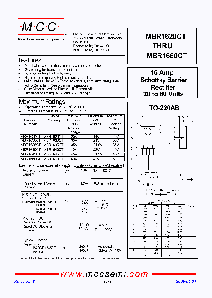 MBR1660CT_3569684.PDF Datasheet