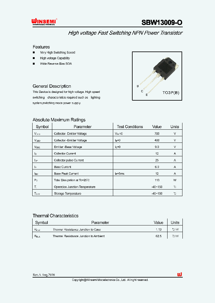 SBW13009-O_3598564.PDF Datasheet
