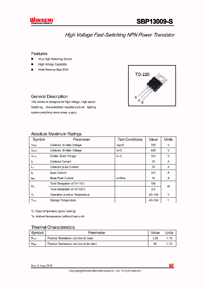 SBP13009-S_3598565.PDF Datasheet