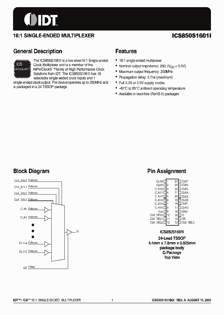 ICS850S1601I_3610988.PDF Datasheet
