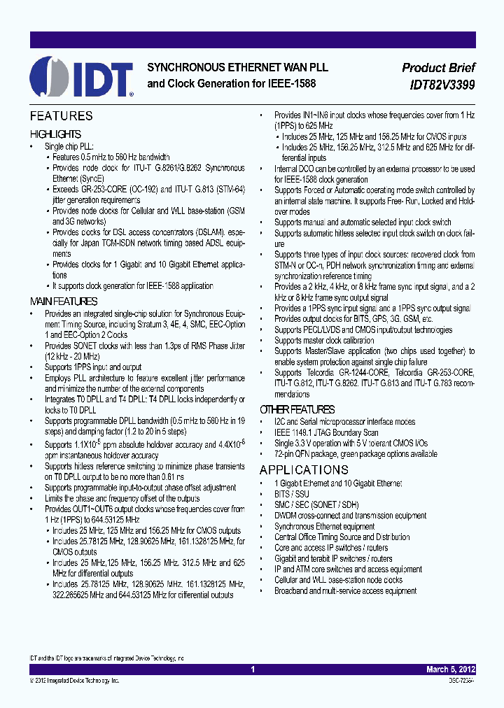 IDT82V3399BNLGBLANK_3622117.PDF Datasheet