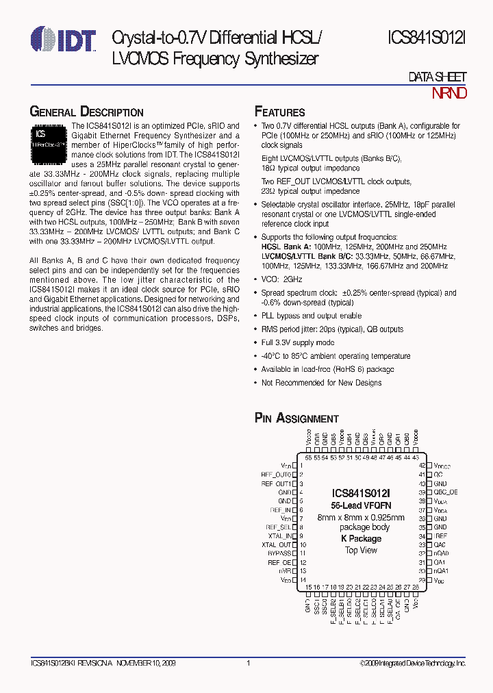 ICS841S012I_3623158.PDF Datasheet