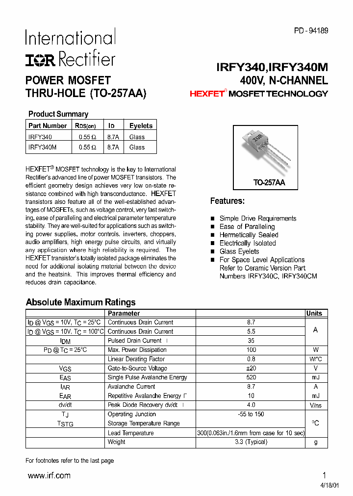 IRFY340_3625046.PDF Datasheet