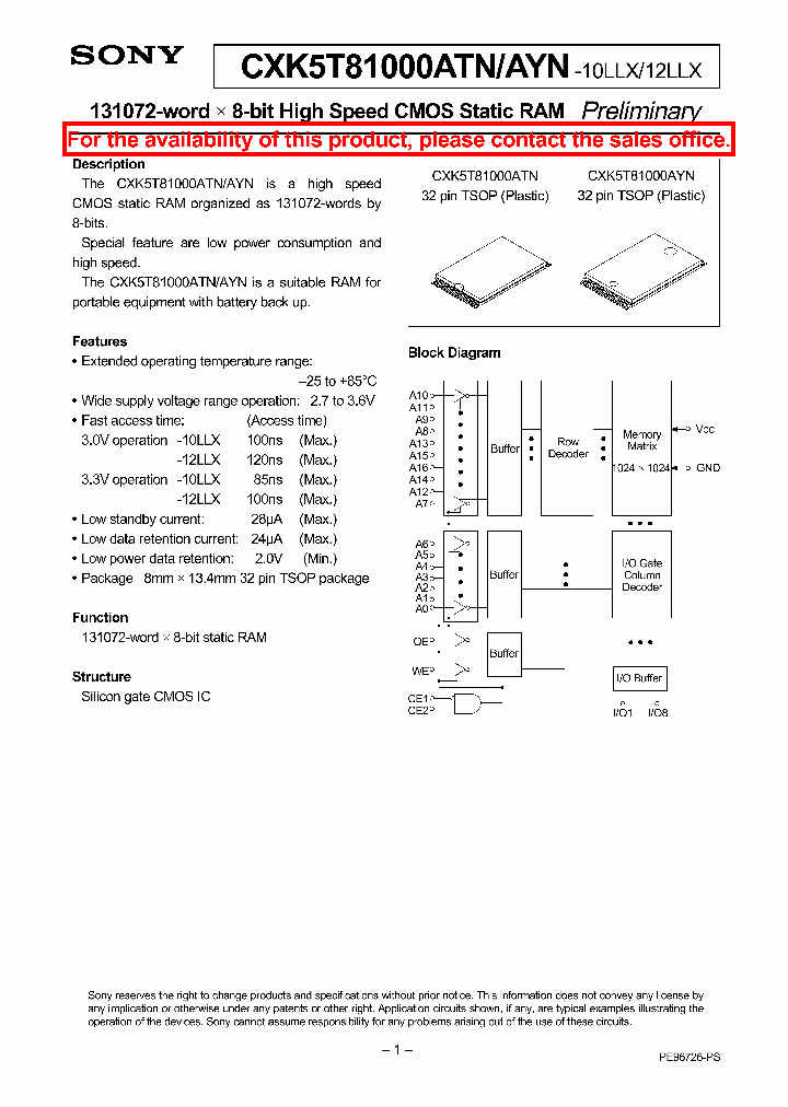 CXK5T81000ATNAYN-10LLX_3650317.PDF Datasheet