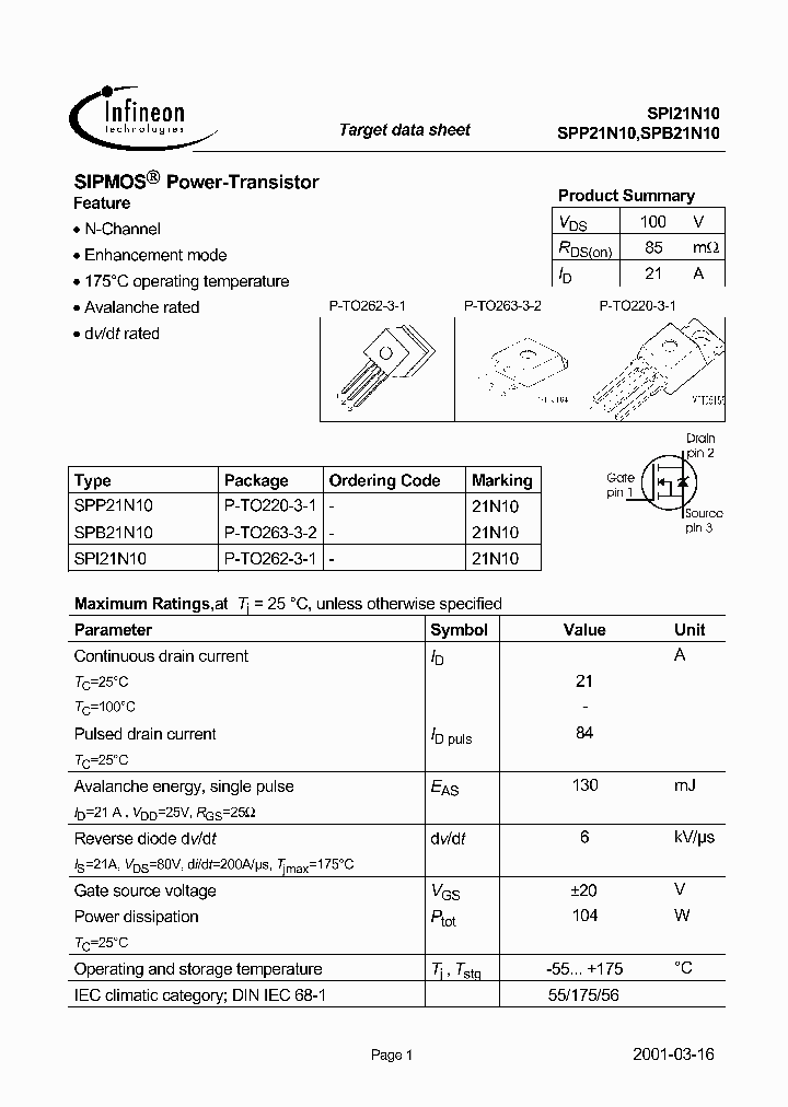 SPB21N10_3654379.PDF Datasheet