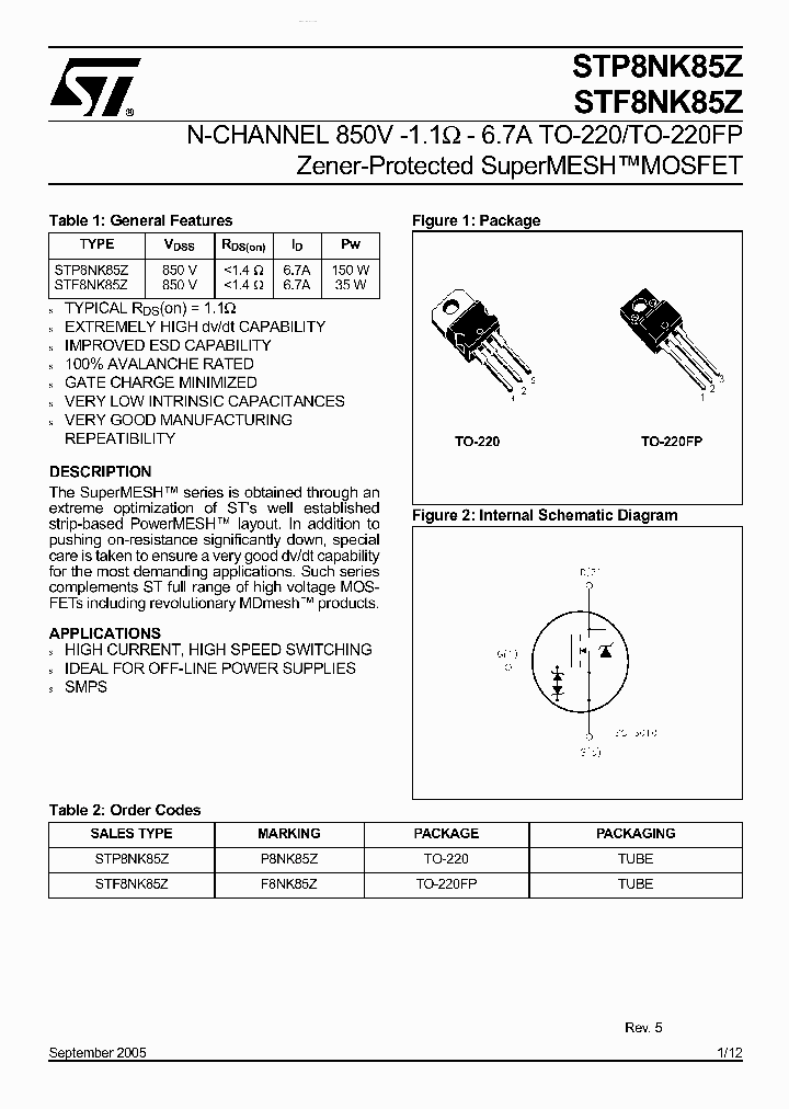 STP8NK85Z_3654680.PDF Datasheet