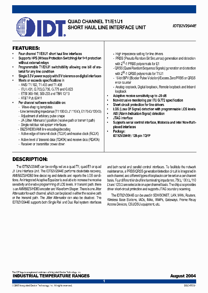 IDT82V2044EPF_3658325.PDF Datasheet