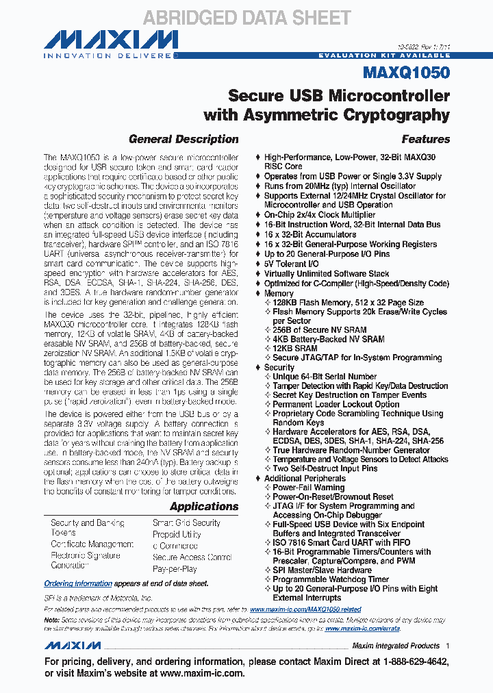 MAXQ1050-DNS_3666507.PDF Datasheet