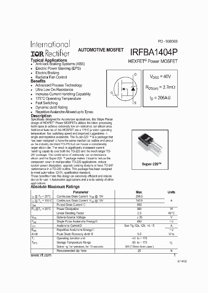 IRFBA1404P_3668213.PDF Datasheet