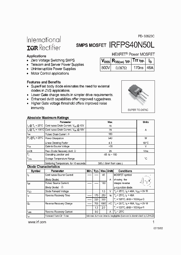 IRFPS40N50L_3668224.PDF Datasheet