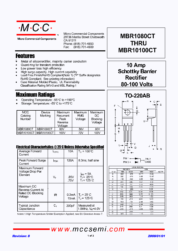 MBR10100CT_3679032.PDF Datasheet