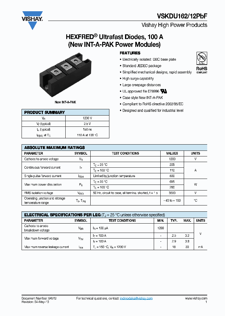 VSKDU162-12PBF_3679113.PDF Datasheet