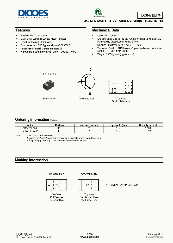 BC847BLP4-7B_3681350.PDF Datasheet