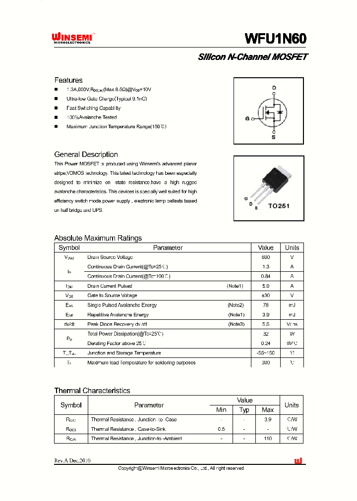 WFU1N60_3698204.PDF Datasheet