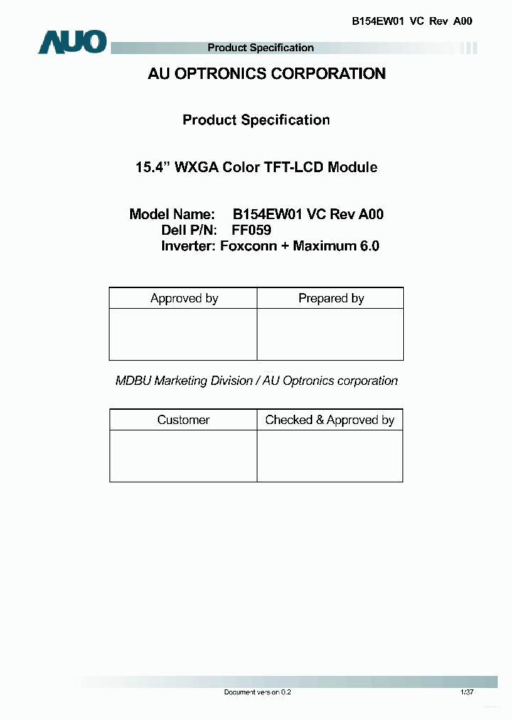 B154EW01-VC_3698876.PDF Datasheet