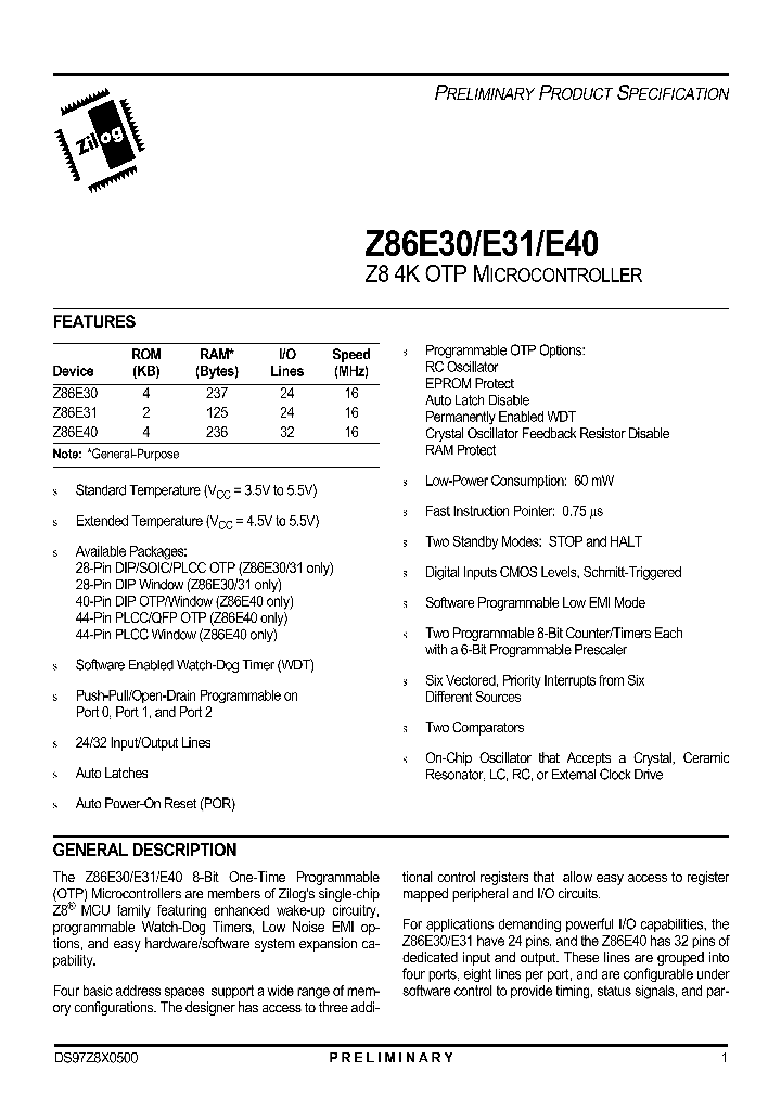 Z86E30_3698903.PDF Datasheet