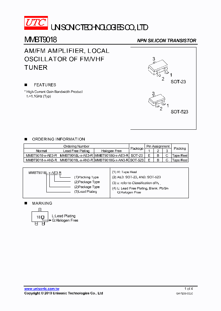 MMBT9018G-X-AE3-R_3705133.PDF Datasheet