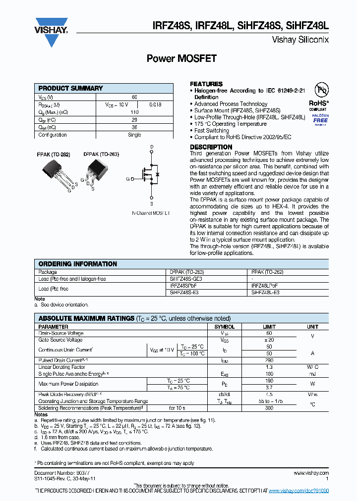 SIHFZ48S-GE3_3709559.PDF Datasheet