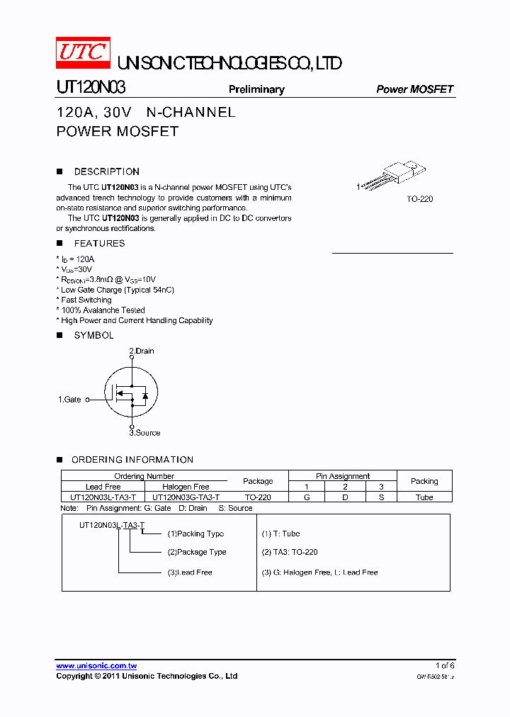 UT120N03G-TA3-T_3714423.PDF Datasheet