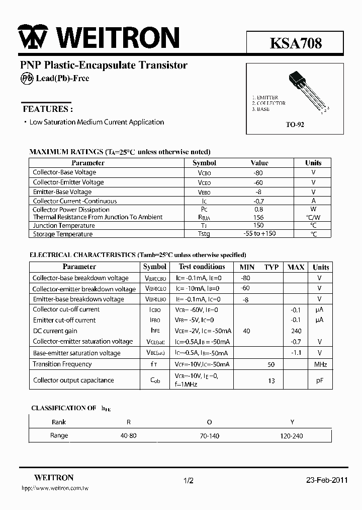 KSA708_3714941.PDF Datasheet
