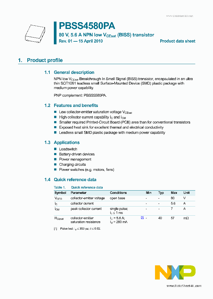 PBSS4580PA_3719605.PDF Datasheet
