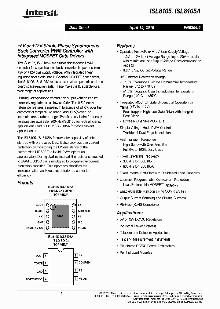 ISL8105_3720519.PDF Datasheet