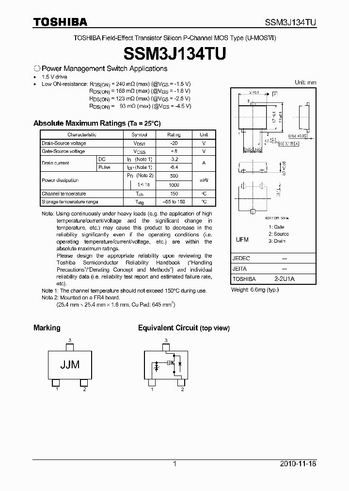 SSM3J134TU_3720546.PDF Datasheet