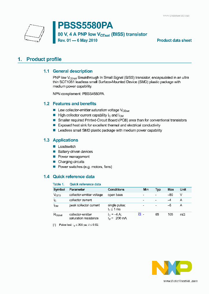 PBSS5580PA_3722484.PDF Datasheet